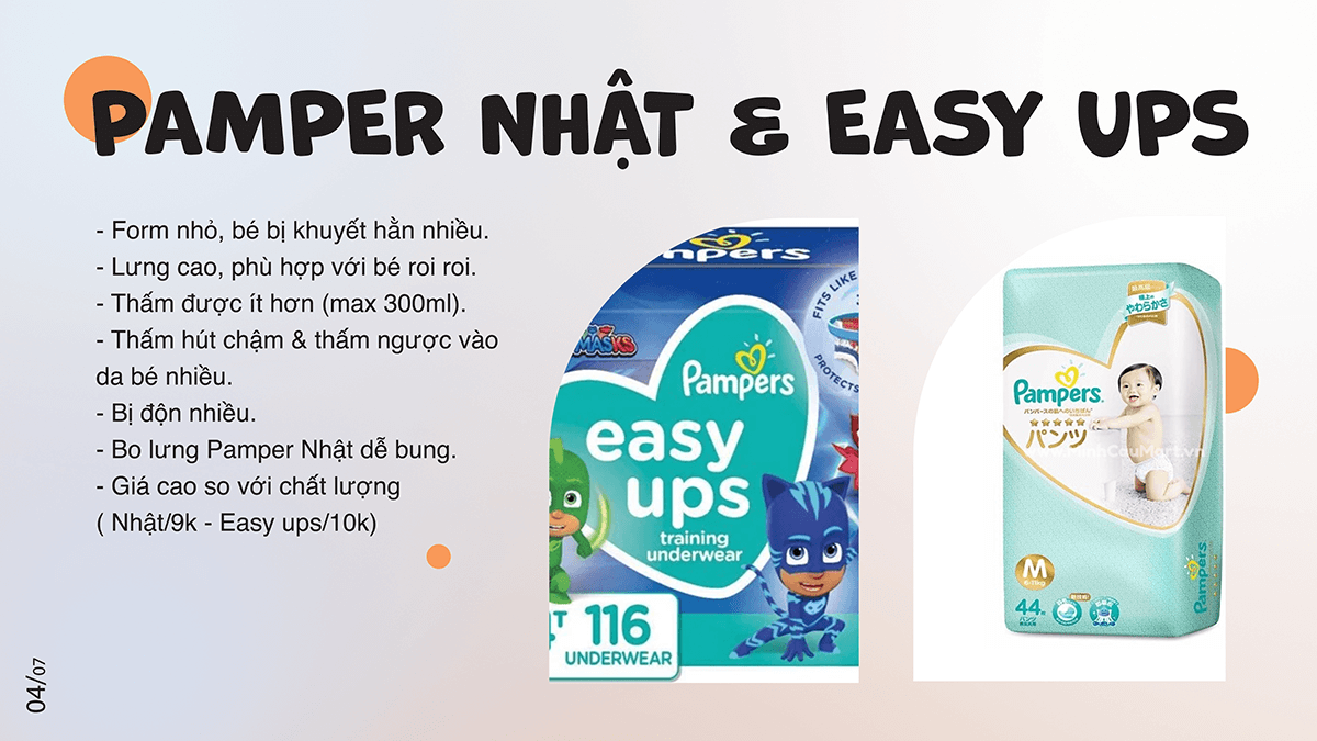 Review bỉm quần Pampers nội địa Nhật và Pampers dòng Easy Ups