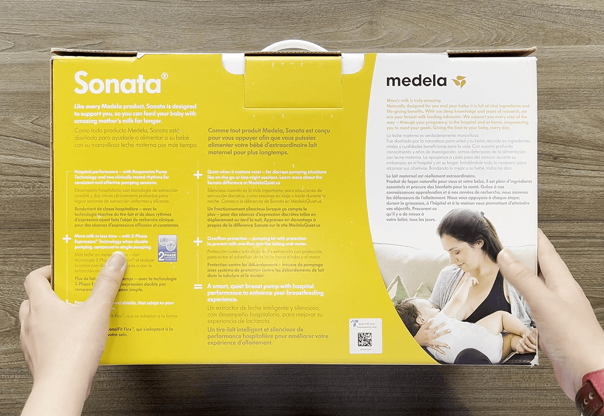 Mặt sau thùng máy hút sữa Medela Sonata Flex